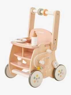 Chariot De Marche Poussette En Bois FSC® Rose - Vertbaudet -Bébé Boutique chariot de marche poussette en bois fsc 4