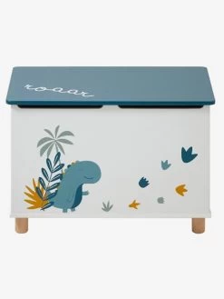 Coffre à Jouets Dinosaure Blanc Imprimé - Vertbaudet -Bébé Boutique coffre a jouets dinosaure 2