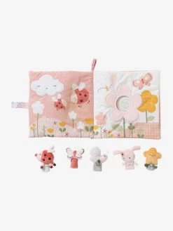 Grand Livre D'éveil Et Marionnettes à Doigts En Velours PAYS ROSE Multicolore - Vertbaudet -Bébé Boutique grand livre deveil et marionnettes a doigts en velours pays rose 2