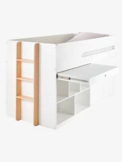Lit Mi Hauteur Avec Bureau Coulissable Combiné CAMELEO Blanc Mate - Vertbaudet -Bébé Boutique lit mi hauteur avec bureau coulissable combine cameleo 5
