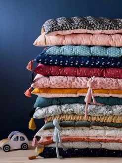 Matelas De Sol Avec Pompons FLEURETTES écru / Multicolore - Vertbaudet -Bébé Boutique matelas de sol avec pompons fleurettes 4