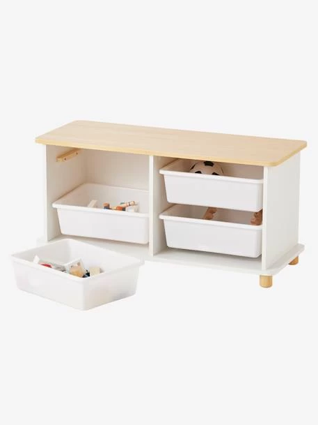 Meuble De Rangement + 4 Bacs LIGNE PTILOU Blanc/bois - Vertbaudet 4 Meuble De Rangement + 4 Bacs LIGNE PTILOU Blanc/bois - Vertbaudet – Image 2