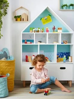 Meuble De Rangement 9 Cases Maison Blanc/bleu - Vertbaudet -Bébé Boutique meuble de rangement 9 cases maison 4