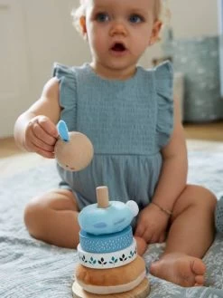 Pyramide à Empiler Tissu Et Bois FSC® Bleu - Vertbaudet -Bébé Boutique pyramide a empiler tissu et bois fsc 4