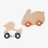 Set De 2 Animaux à Roulettes En Bois Et Silicone Orange - Vertbaudet -Bébé Boutique set de 2 animaux a roulettes en bois et silicone