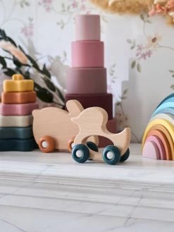 Set De 2 Animaux à Roulettes En Bois Et Silicone Orange - Vertbaudet -Bébé Boutique set de 2 animaux a roulettes en bois et silicone 2