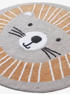 Tapis Rond Lavable Lion Gris / Orange - Vertbaudet -Bébé Boutique tapis rond lavable lion 4