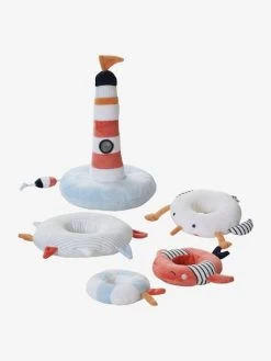 Tour à Empiler En Tissu LEON SUR LE PONTON Multicolore - Vertbaudet -Bébé Boutique tour a empiler en tissu leon sur le ponton 3