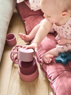 Tour à Empiler Ronde En Silicone Rose - Vertbaudet -Bébé Boutique tour a empiler ronde en silicone 1